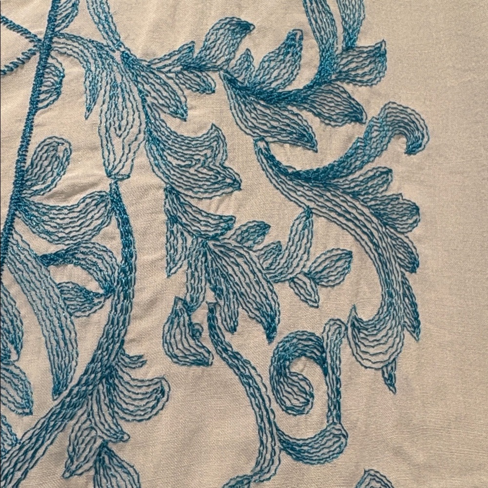 Solitaire White Tunic with Blue Embroidery - Picture 2 of 3
